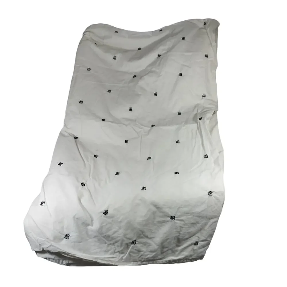 LUXE CREAM & BLACK EMBROIDERED & TASSLED ELEGANT DUVET COVER, 100% COTTON! SZ KG